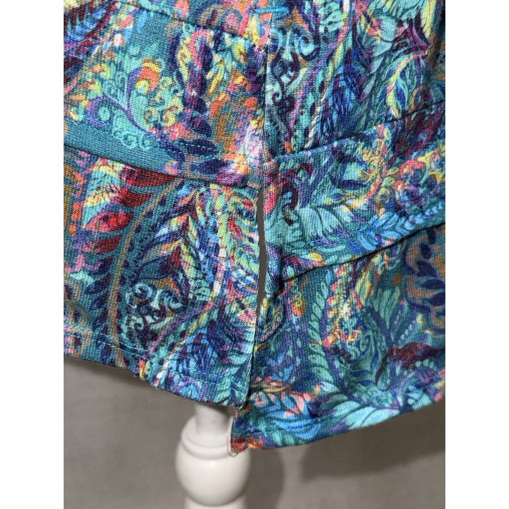 Soft Surroundings Women's Turquoise Artsy Pattern V-Neck Knit Top Size Large - Picture 4 of 8